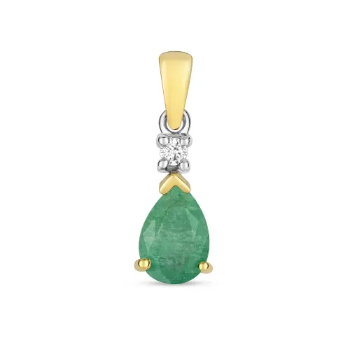 Emerald Pendant Pear Shaped 7X5mm 9ct Gold